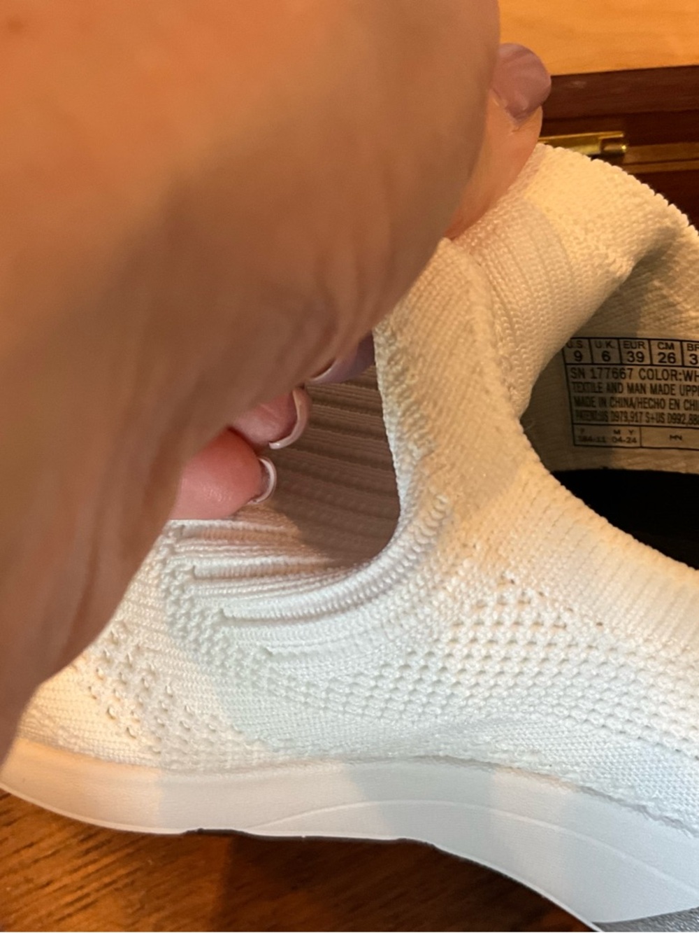 Skechers Women’s White Slip-On Knit Sneakers Wedge Hands Free! - Picture 3 of 11